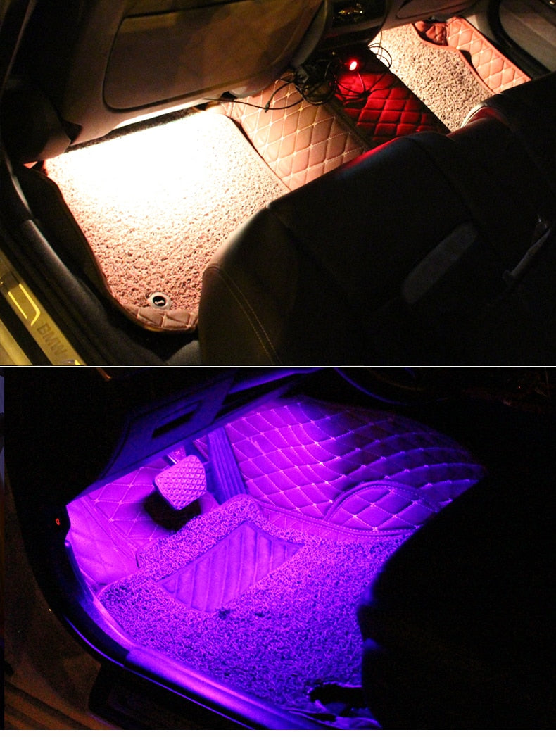 Car Atmosphere  rgb Light, Car Interior Foot Light - 4 pcs