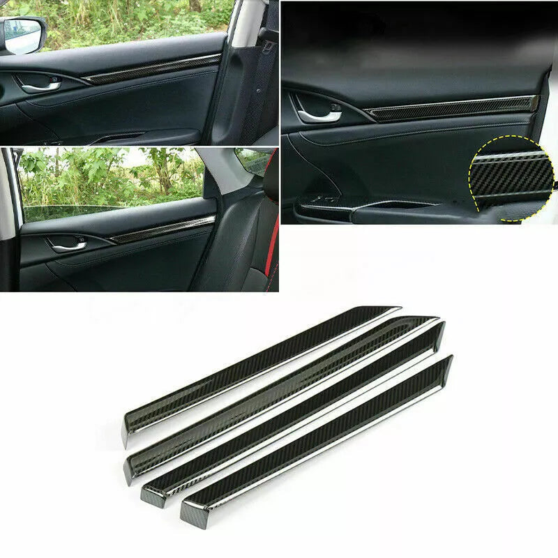 Honda civic x inner door trims carbon fiber 4pcs set model 2016-2021