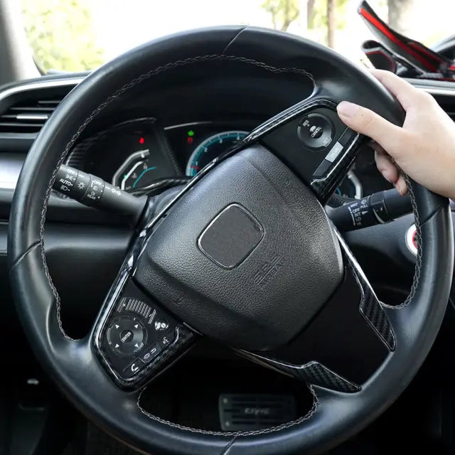 Honda civic x stearing trims carbon fiber 3pcs model 2016-2021