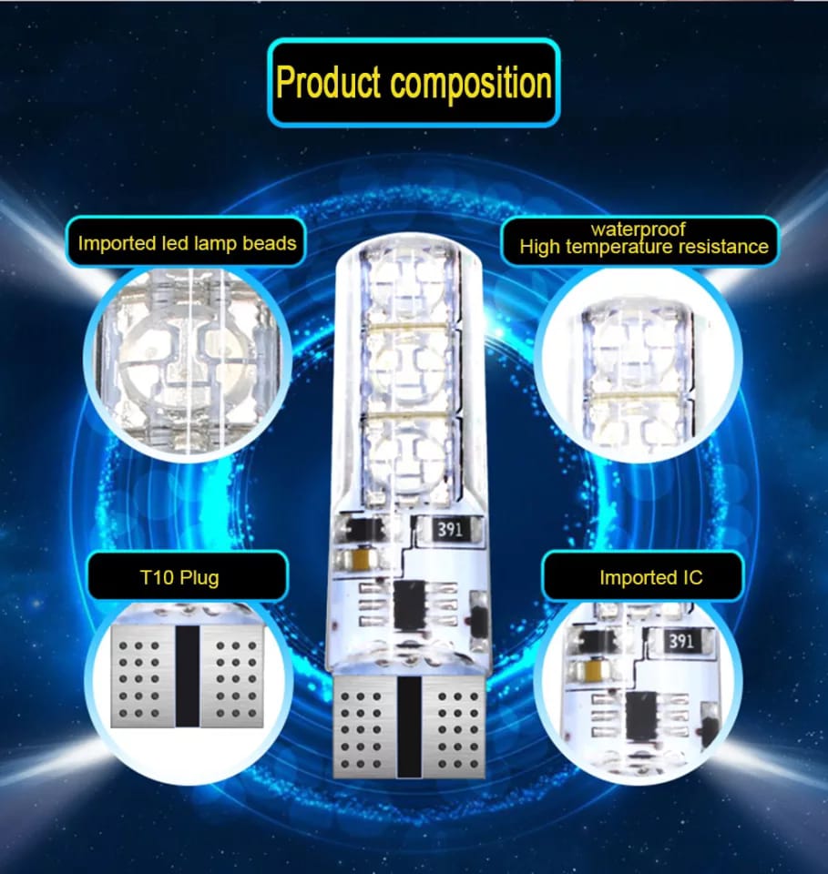 Remote Control Parking Bulb Super Bright 2 x T10 5050 LED RGB