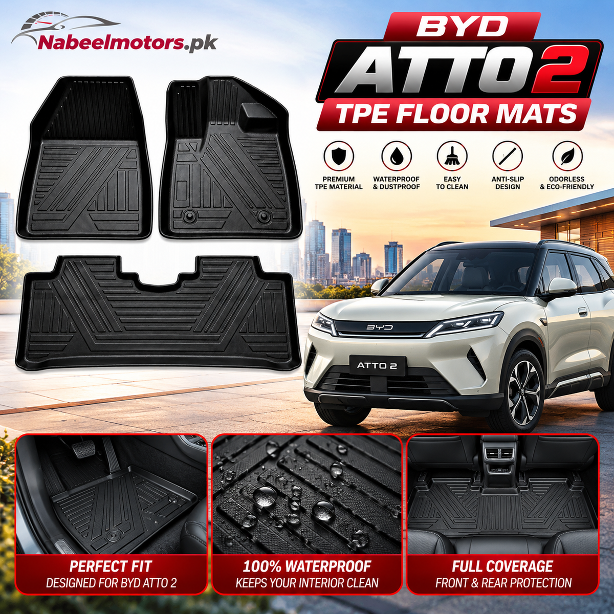 BYD Atto 2 Premium Quality TPE Floor Mats