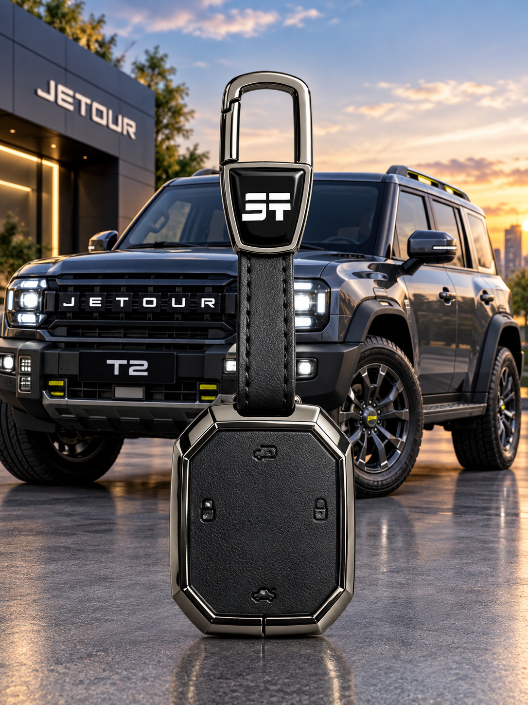 Jetour T2 Leather Metal Keycover – Premium Quality & Sleek Design
