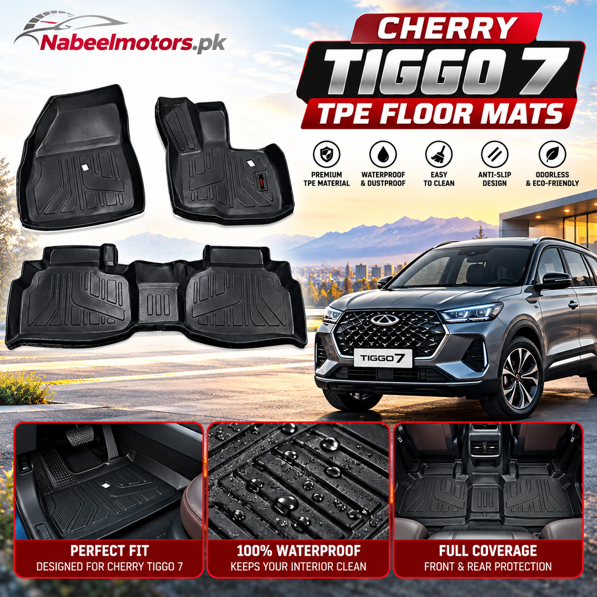 Cherry Tiggo 7 TPE Floor Mats - Premium Quality