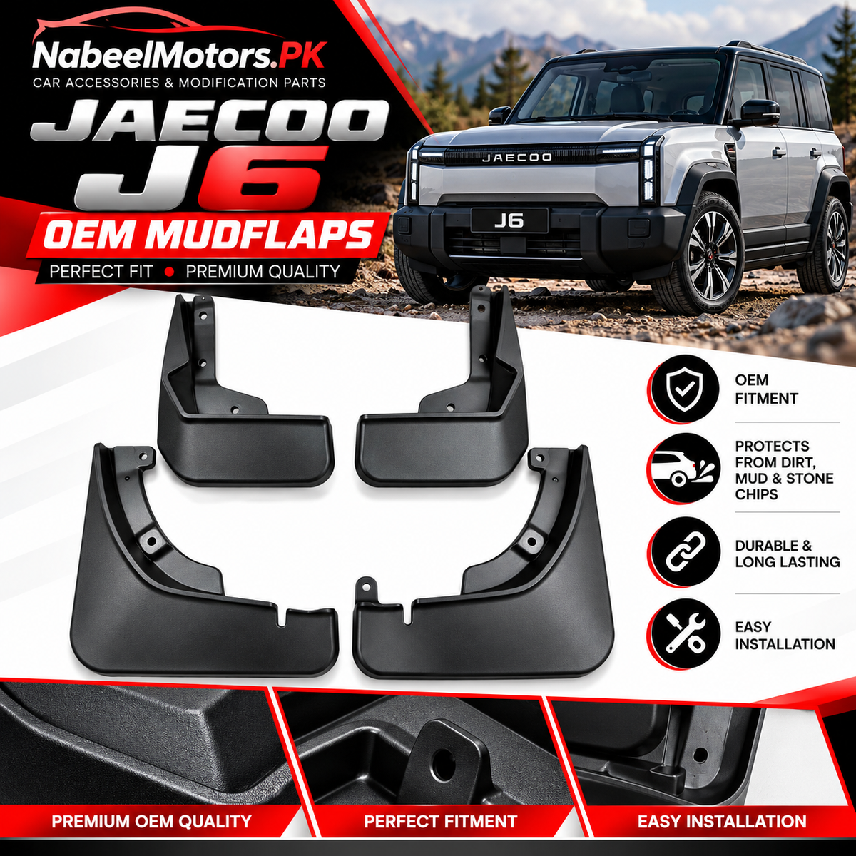 Jaecoo J6 OEM Mudflaps – Premium Quality