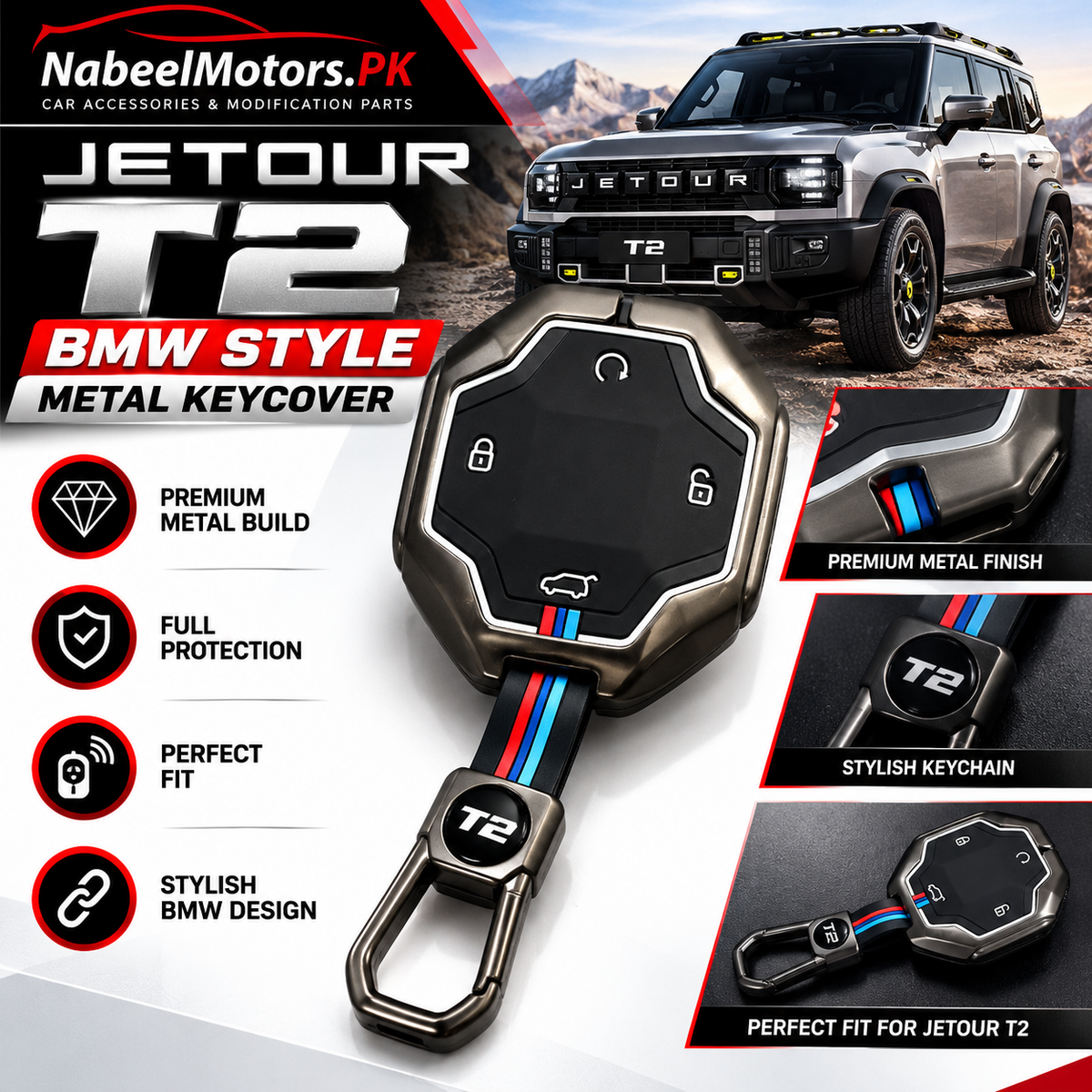 Jetour T2 BMW Style Metal Keycover – Premium Quality