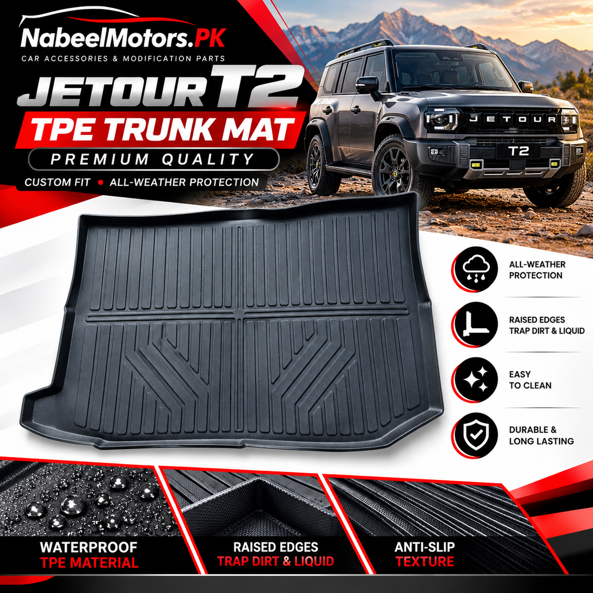 Jetour T2 TPE Trunk Mat – Premium Quality