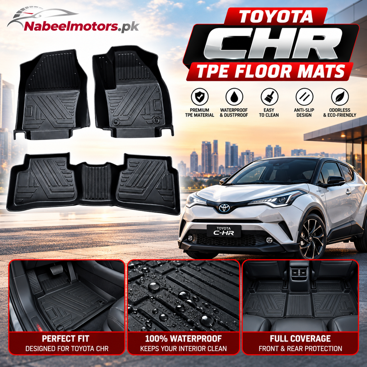 Toyota C-HR TPE Floor Mats – Premium Quality